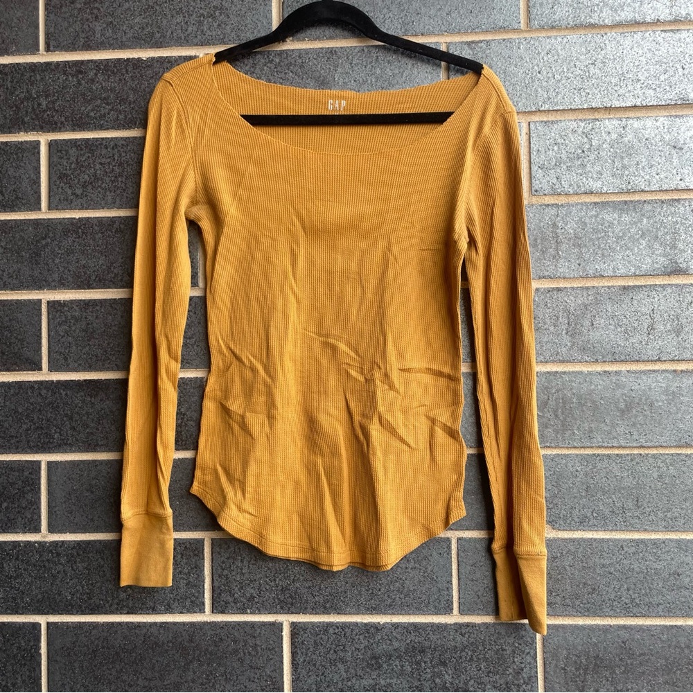 GAP Gold Fitted Long Sleeve Blouse